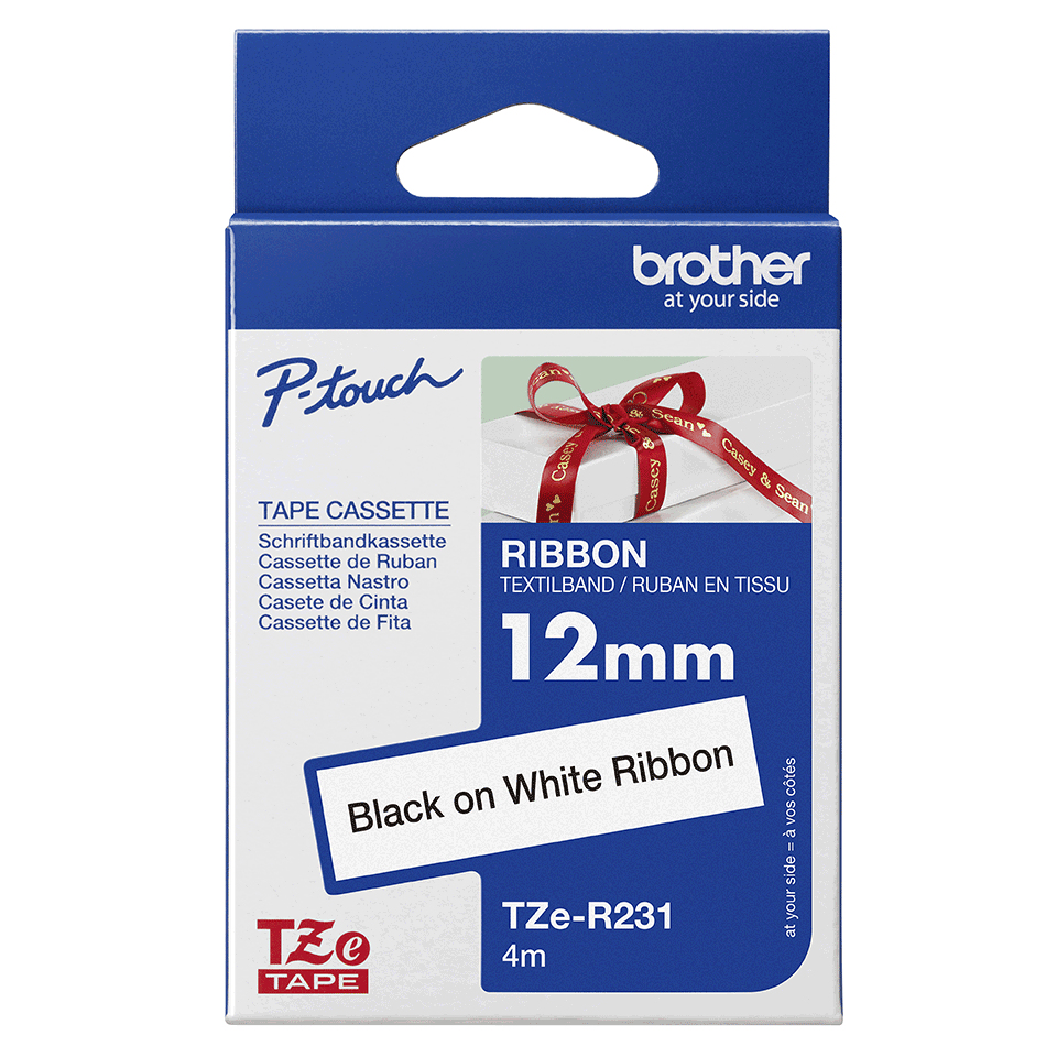 Tape Blk on White TZER231 Brother — view 4