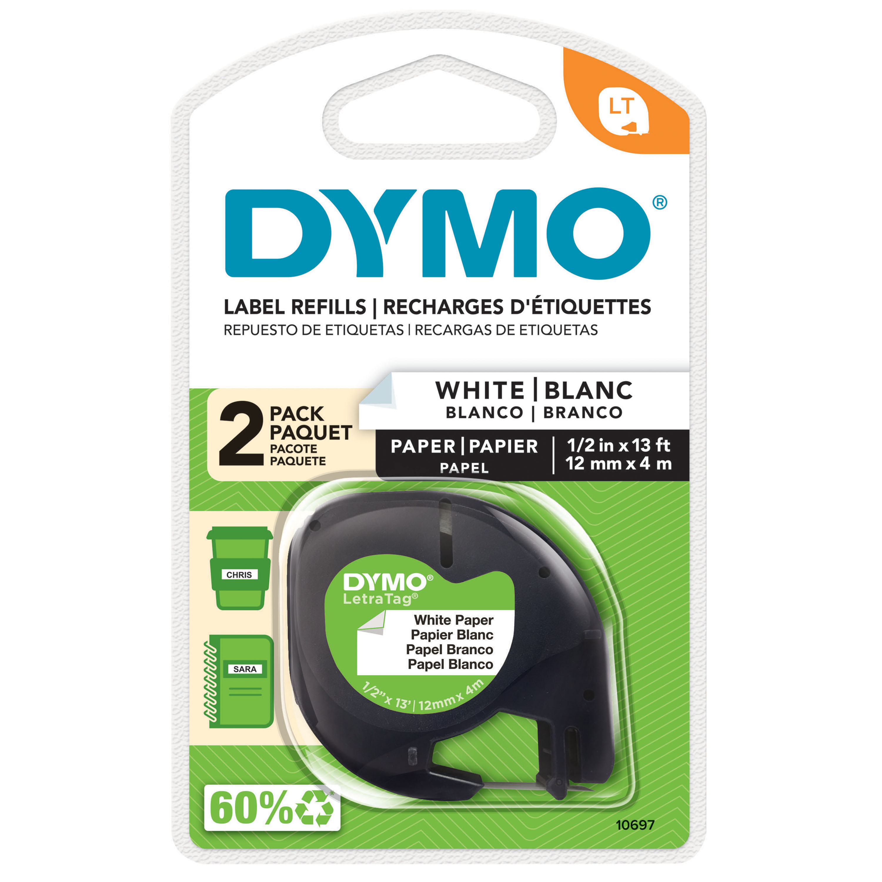 Dymo LT Paper 12mm x 4m Wh 2pk Dymo — view 2