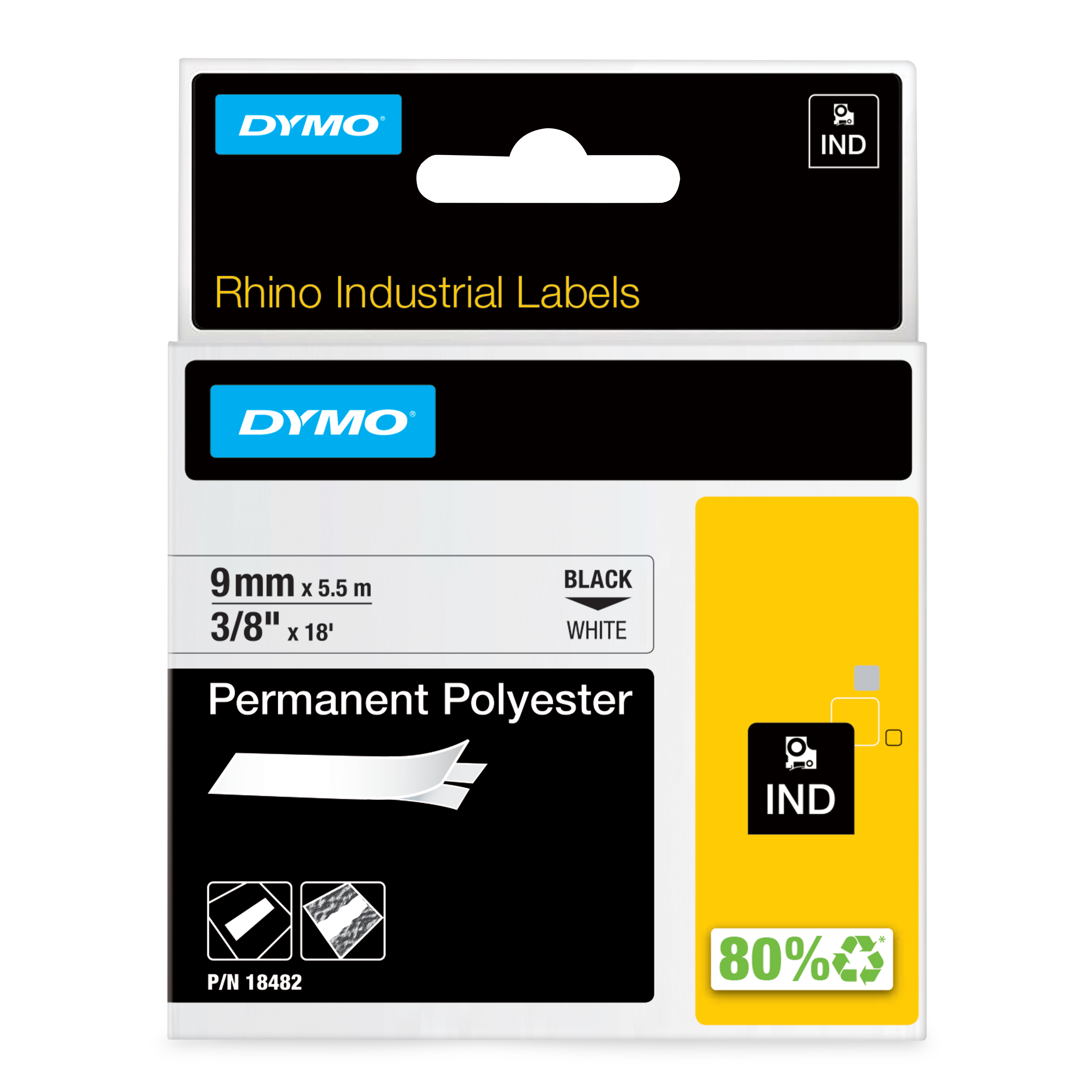 Dymo Rhino Py Lbl 9mm Blk/Wht Dymo — view 2