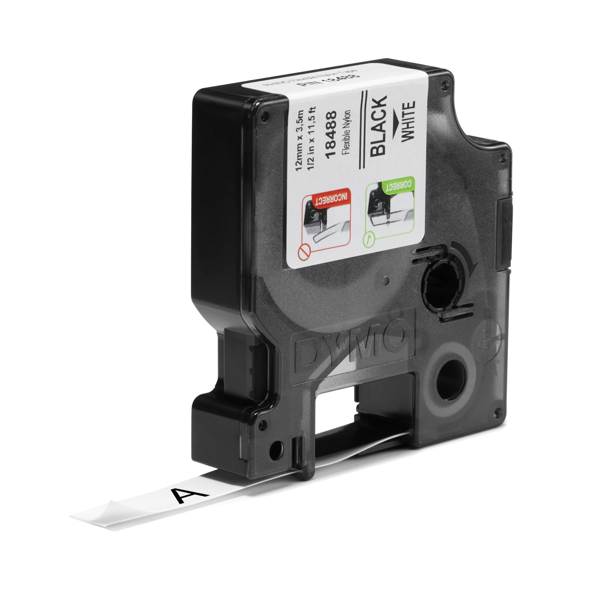 Dymo Blk on Wht 12mm Tape Nyl Dymo — view 5
