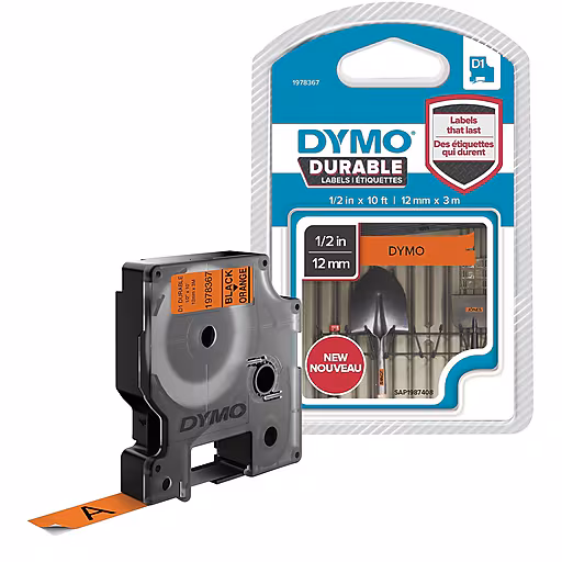 Dymo D1 Blk on Orn 12mm x 3m Dymo — view 2