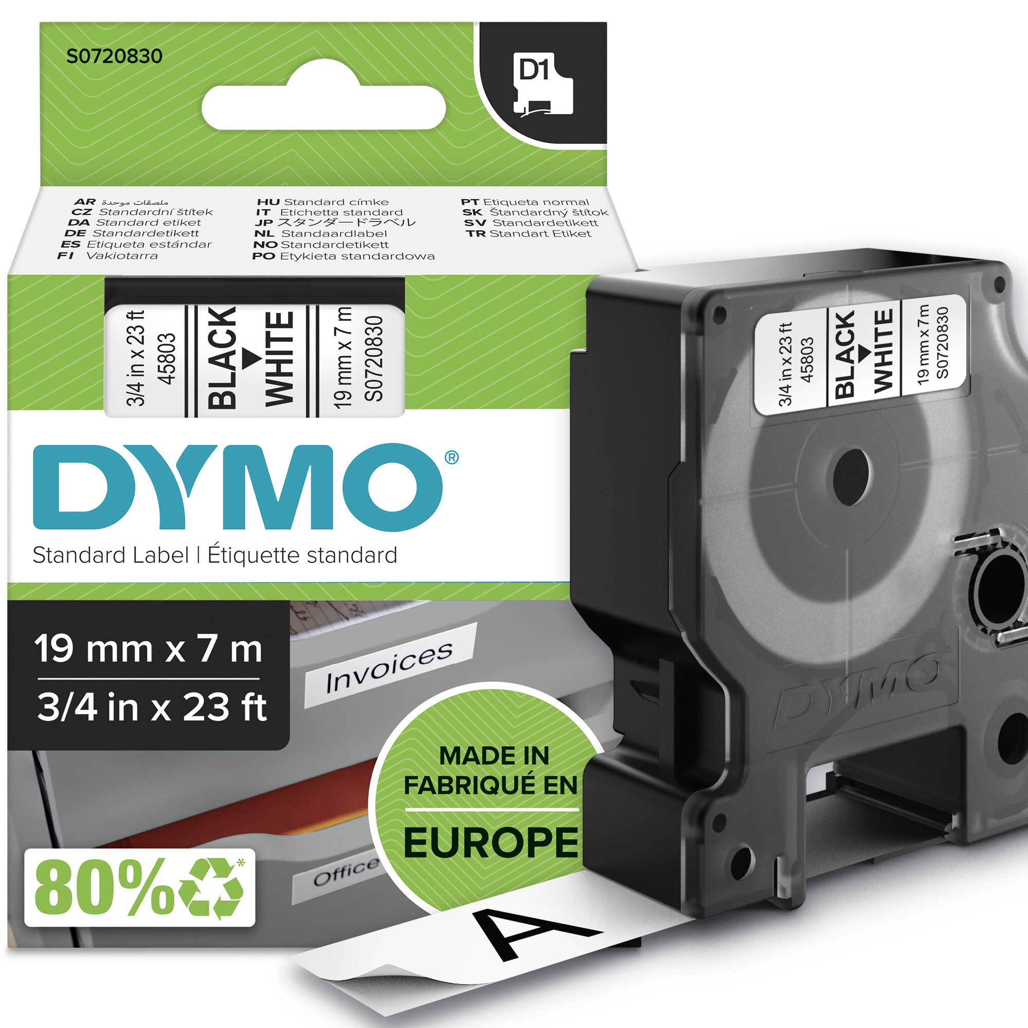 Dymo Blk on Wht 19mmx7m Tape Dymo — view 2