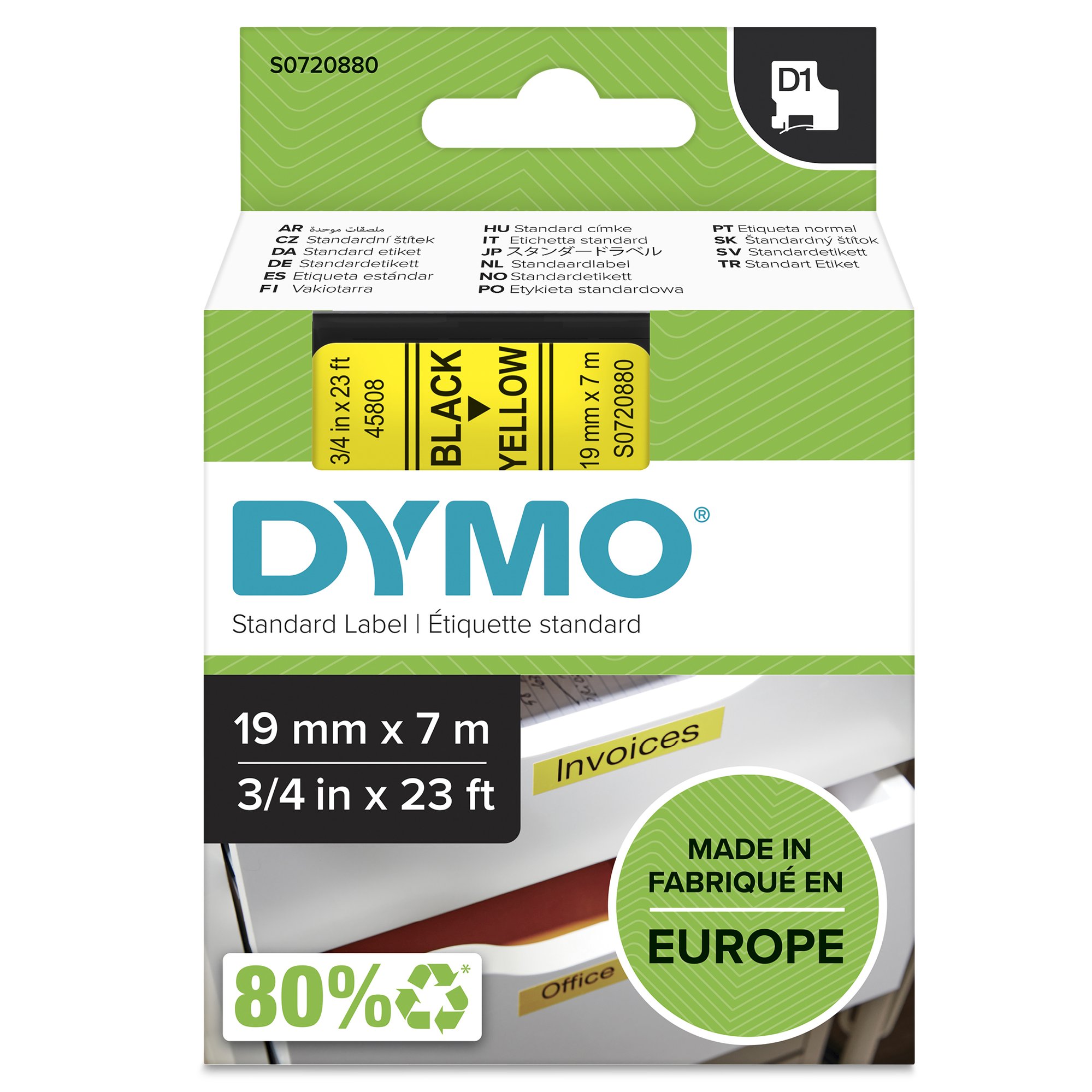 Dymo Blk on Yell 19mmx7m Tape Dymo — view 2