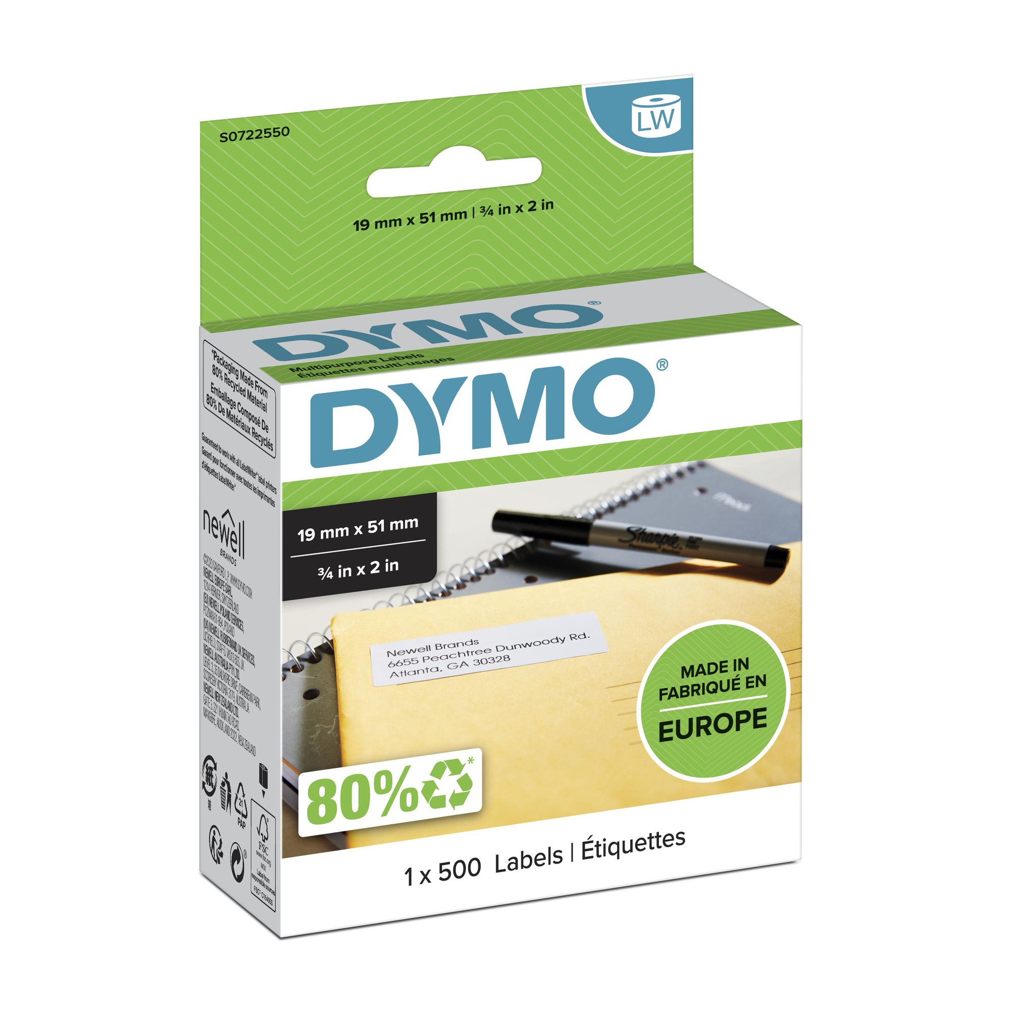 Dymo LW 19mm x 51mm White Dymo — view 2