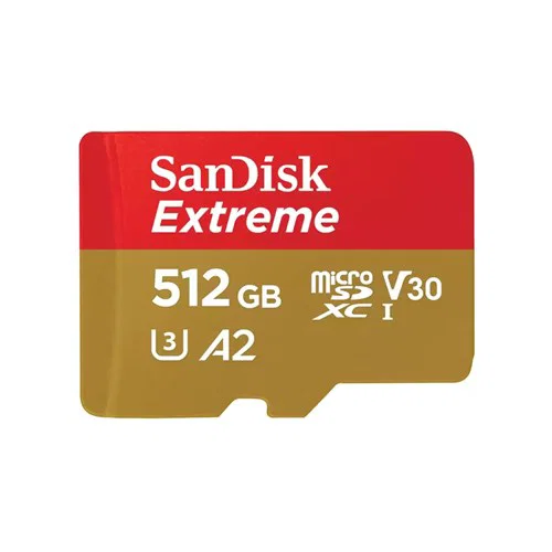 Sandisk Extreme Microsdxc Sqxav 512GB V30 U3 C10 A2 Uhs-I 190MB/S R 130MB/S W 4X6 Sd Adaptor Lifetime Limited SanDisk — view 2