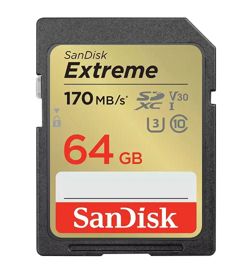 Sandisk Extreme Sdxc SDXV2 64GB V30 U3 C10 Uhs-I 170MB/S R 80MB/S W 4X6 Lifetime Limited SanDisk — view 2